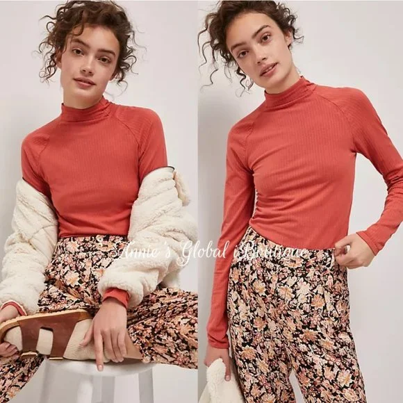 NWT ANTHROPOLOGIE Indra Seamless Mock Neck Top. Size L - Picture 7 of 16